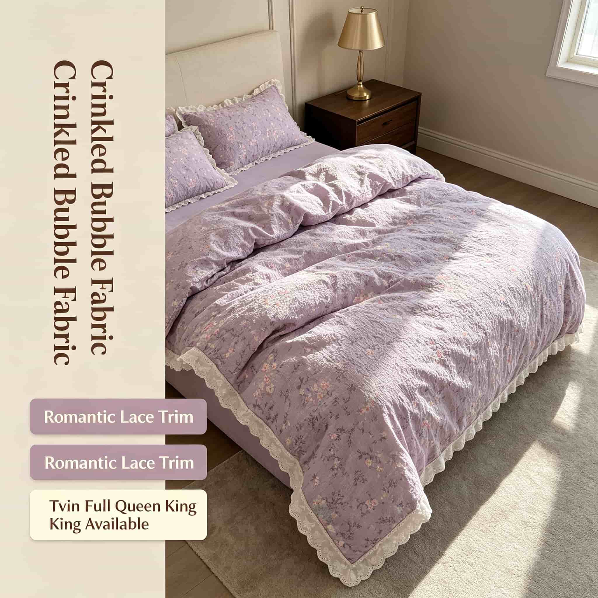 Ruffle Lace Floral Bedding Set - đánh giá và giá Aesthetic Floral Duvet Cover