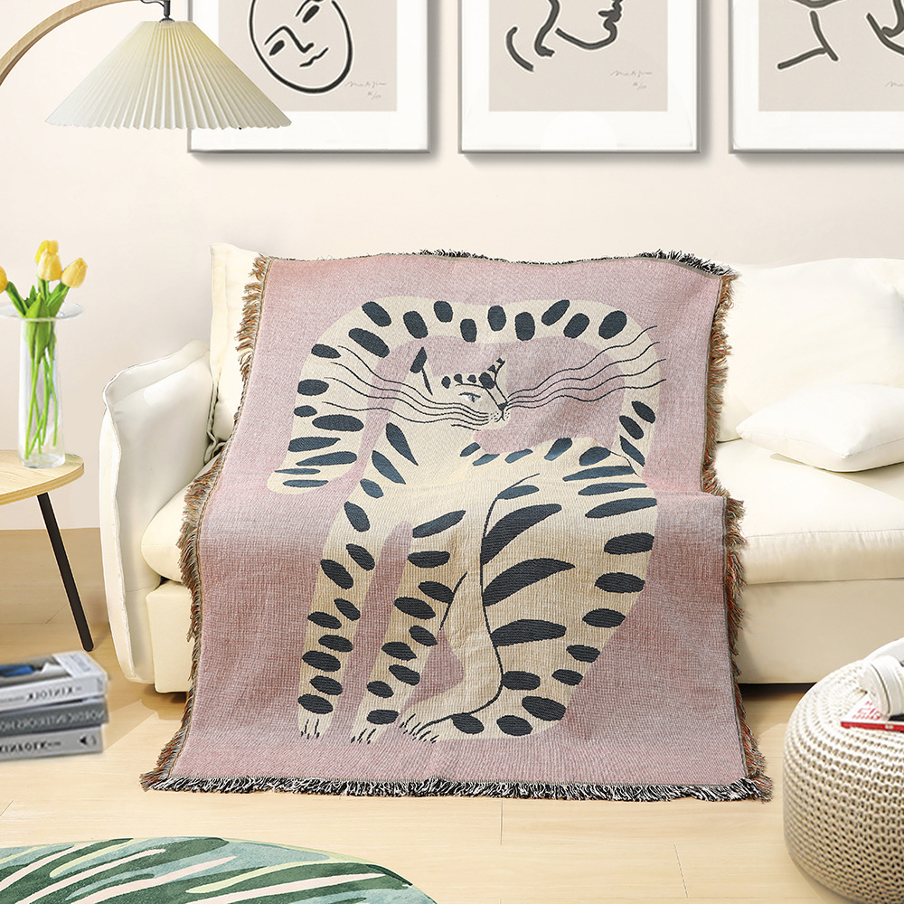 Boho Abstract Cat Jacquard Thr - đánh giá và giá Boho Throw Blanket Fringe